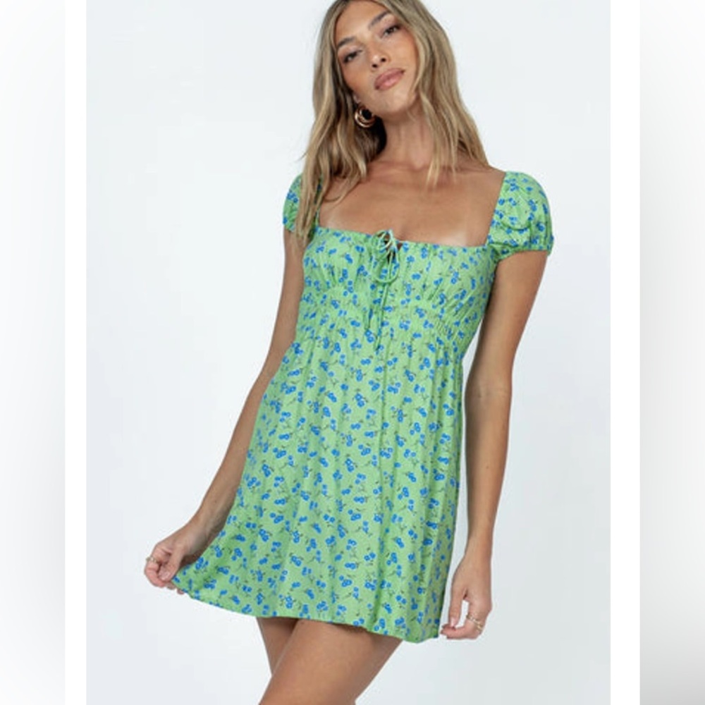 Motel Galova Mini Dress in Lime Floral